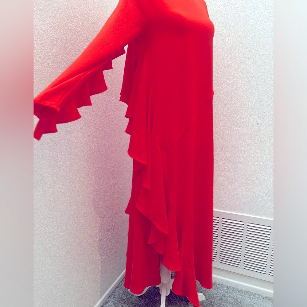 Zara Red Ruffles Long Dress - Picture 4 of 14